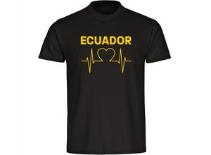 4068859292454 - multifanshop® Herren T-Shirt - Ecuador - Herzschlag - Druck gelb