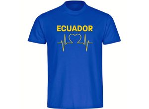 4068859292539 - multifanshop Herren T-Shirt - Ecuador - Herzschlag - Druck gelb - Männer