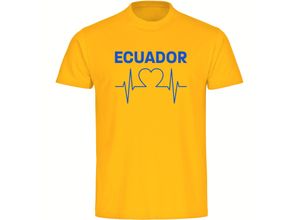 4068859292591 - multifanshop® Herren T-Shirt - Ecuador - Herzschlag - Druck blau