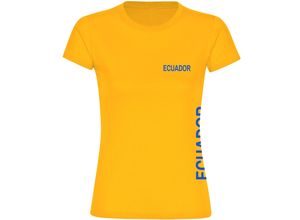 4068859292997 - multifanshop Damen T-Shirt - Ecuador - Brust & Seite - Druck blau - Frauen