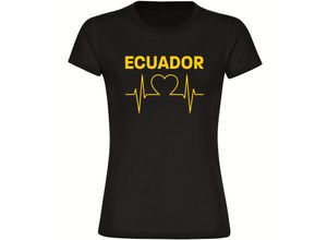 4068859293420 - multifanshop Damen T-Shirt - Ecuador - Herzschlag - Druck gelb - Frauen