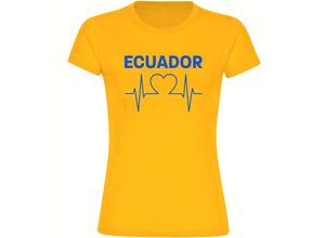 4068859293512 - multifanshop Damen T-Shirt - Ecuador - Herzschlag - Druck blau - Frauen