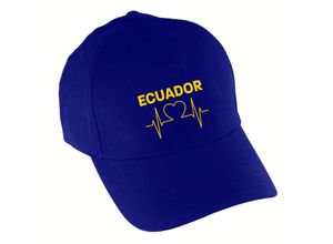 4068859296384 - multifanshop Baseballcap - Ecuador - Herzschlag - Druck gelb - Mütze
