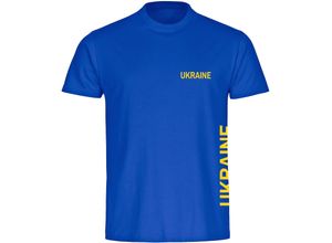 4068859296711 - multifanshop Herren T-Shirt - Ukraine - Brust & Seite - Druck gelb - Männer