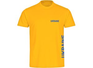 4068859296773 - multifanshop® Herren T-Shirt - Ukraine - Brust & Seite - Druck blau