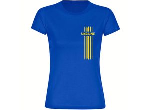 4068859298425 - multifanshop® Damen T-Shirt - Ukraine - Streifen - Druck gelb