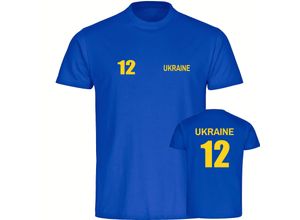 4068859298838 - multifanshop Kinder T-Shirt - Ukraine - Trikot Nummer 12 - Druck gelb - Kind