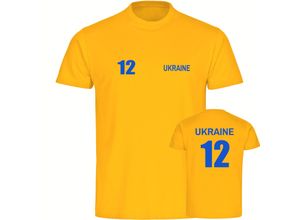 4068859298906 - multifanshop Kinder T-Shirt - Ukraine - Trikot Nummer 12 - Druck blau - Kind