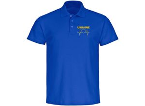 4068859299767 - multifanshop® Poloshirt - Ukraine - Herzschlag - Druck gelb