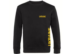 4068859299958 - multifanshop® Sweatshirt - Ukraine - Brust & Seite - Druck gelb