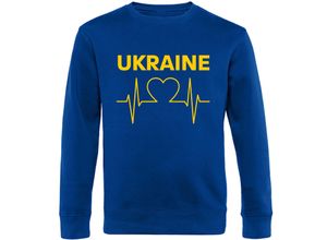 4068859300135 - multifanshop® Sweatshirt - Ukraine - Herzschlag - Druck gelb