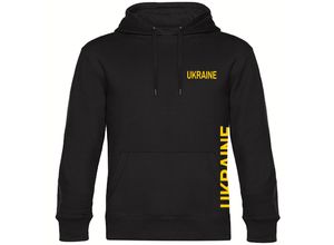 4068859300302 - multifanshop® Kapuzen Sweatshirt - Ukraine - Brust & Seite - Druck gelb