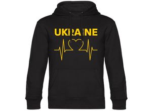 4068859300425 - multifanshop® Kapuzen Sweatshirt - Ukraine - Herzschlag - Druck gelb