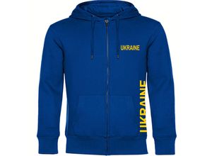 4068859300722 - multifanshop® Kapuzen Sweatshirt Jacke - Ukraine - Brust & Seite - Druck gelb