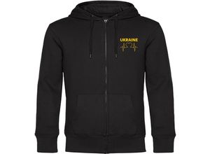 4068859300784 - multifanshop® Kapuzen Sweatshirt Jacke - Ukraine - Herzschlag - Druck gelb