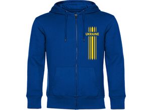 4068859300968 - multifanshop® Kapuzen Sweatshirt Jacke - Ukraine - Streifen - Druck gelb