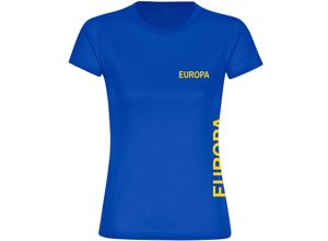 4068859303044 - multifanshop® Damen T-Shirt - Europa - Brust & Seite - Druck gelb