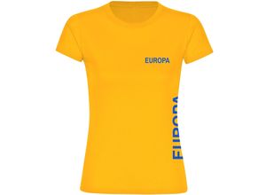 4068859303068 - multifanshop® Damen T-Shirt - Europa - Brust & Seite - Druck blau