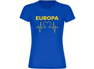 4068859303709 - multifanshop Damen T-Shirt - Europa - Herzschlag - Druck gelb - Frauen 4068859303709 - multifanshop Damen T-Shirt - Europa - Herzschlag - Druck gelb - Frauen