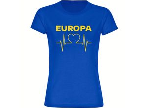 4068859303716 - multifanshop® Damen T-Shirt - Europa - Herzschlag - Druck gelb