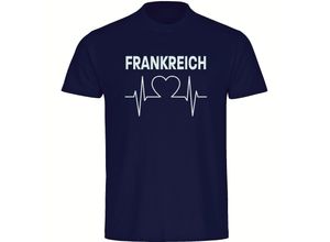 4068859308179 - multifanshop® Herren T-Shirt - Frankreich - Herzschlag - Druck weiß