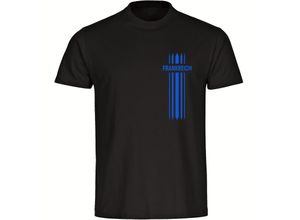 4068859308254 - multifanshop Herren T-Shirt - Frankreich - Streifen - Druck blau - Männer