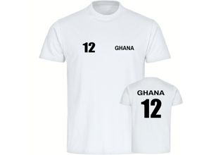 4068859312244 - multifanshop Herren T-Shirt - Ghana - Trikot Nummer 12 - Druck schwarz - Männer