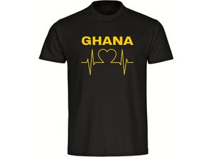 4068859312602 - multifanshop Herren T-Shirt - Ghana - Herzschlag - Druck gelb - Männer