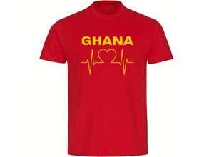 4068859314415 - multifanshop Kinder T-Shirt - Ghana - Herzschlag - Druck gelb - Kind