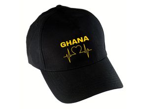 4068859316198 - multifanshop Baseballcap - Ghana - Herzschlag - Druck gelb - Mütze