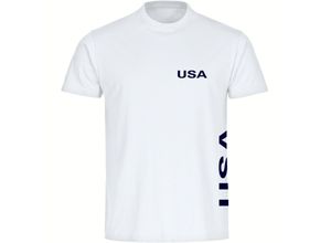 4068859325763 - multifanshop Kinder T-Shirt - USA - Brust & Seite - Druck navi - Kind