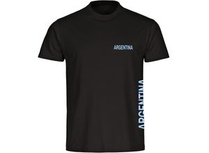 4068859328412 - multifanshop Herren T-Shirt - Argentina - Brust & Seite - Druck hellblau - Männer