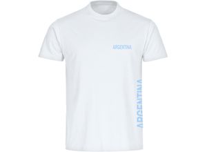 4068859328467 - multifanshop Herren T-Shirt - Argentina - Brust & Seite - Druck hellblau - Männer