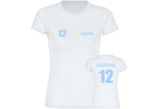 4068859329563 - multifanshop Damen T-Shirt - Argentina - Trikot Nummer 12 - Druck hellblau - Frauen