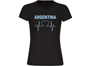 4068859329839 - multifanshop Damen T-Shirt - Argentina - Herzschlag - Druck hellblau - Frauen