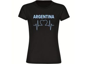 4068859329846 - multifanshop Damen T-Shirt - Argentina - Herzschlag - Druck hellblau - Frauen