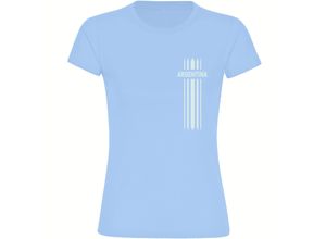 4068859330002 - multifanshop Damen T-Shirt - Argentina - Streifen - Druck weiß - Frauen