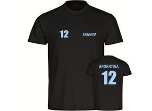 4068859330217 - multifanshop Kinder T-Shirt - Argentina - Trikot Nummer 12 - Druck hellblau - Kind