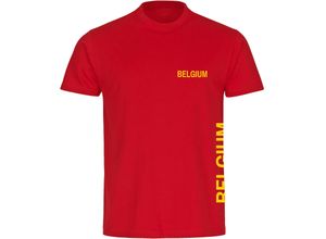 4068859339203 - multifanshop Kinder T-Shirt - Belgium - Brust & Seite - Druck gelb - Kind