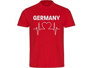 4068859344863 - multifanshop® Herren T-Shirt - Germany - Herzschlag - Druck weiß
