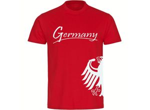 4068859346201 - multifanshop® Herren T-Shirt - Germany - Adler seitlich - Druck weiß