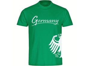 4068859346287 - multifanshop® Herren T-Shirt - Germany - Adler seitlich - Druck weiß