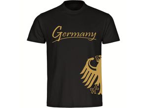 4068859346409 - multifanshop Herren T-Shirt - Germany - Adler seitlich Gold - Druck gold metallic - Männer