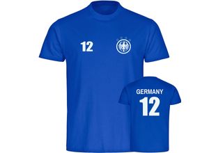 4068859347888 - multifanshop® Herren T-Shirt - Germany - Adler Retro Trikot 12 - Druck weiß