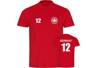 4068859347949 - multifanshop® Herren T-Shirt - Germany - Adler Retro Trikot 12 - Druck weiß