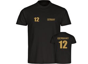 4068859356507 - multifanshop® Kinder T-Shirt - Germany - Trikot 12 Gold - Druck gold metallic