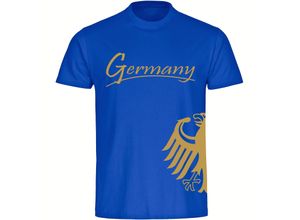 4068859359560 - multifanshop® Kinder T-Shirt - Germany - Adler seitlich Gold - Druck gold metallic
