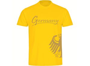 4068859359713 - multifanshop® Kinder T-Shirt - Germany - Adler seitlich Gold - Druck gold metallic