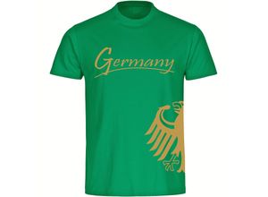 4068859359775 - multifanshop® Kinder T-Shirt - Germany - Adler seitlich Gold - Druck gold metallic