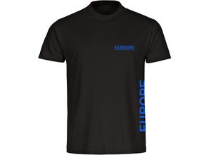 4068859369552 - multifanshop® Herren T-Shirt - Europe - Brust & Seite - Druck blau